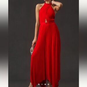 Anthropologie Plisse Halter Jumpsuit NWT